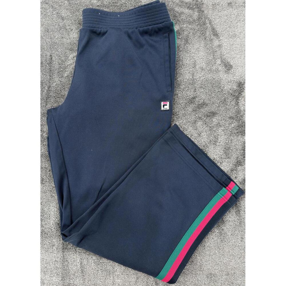 Fila Retro Track Pants Relaxed Fit Navy Blue Size XL Polyester